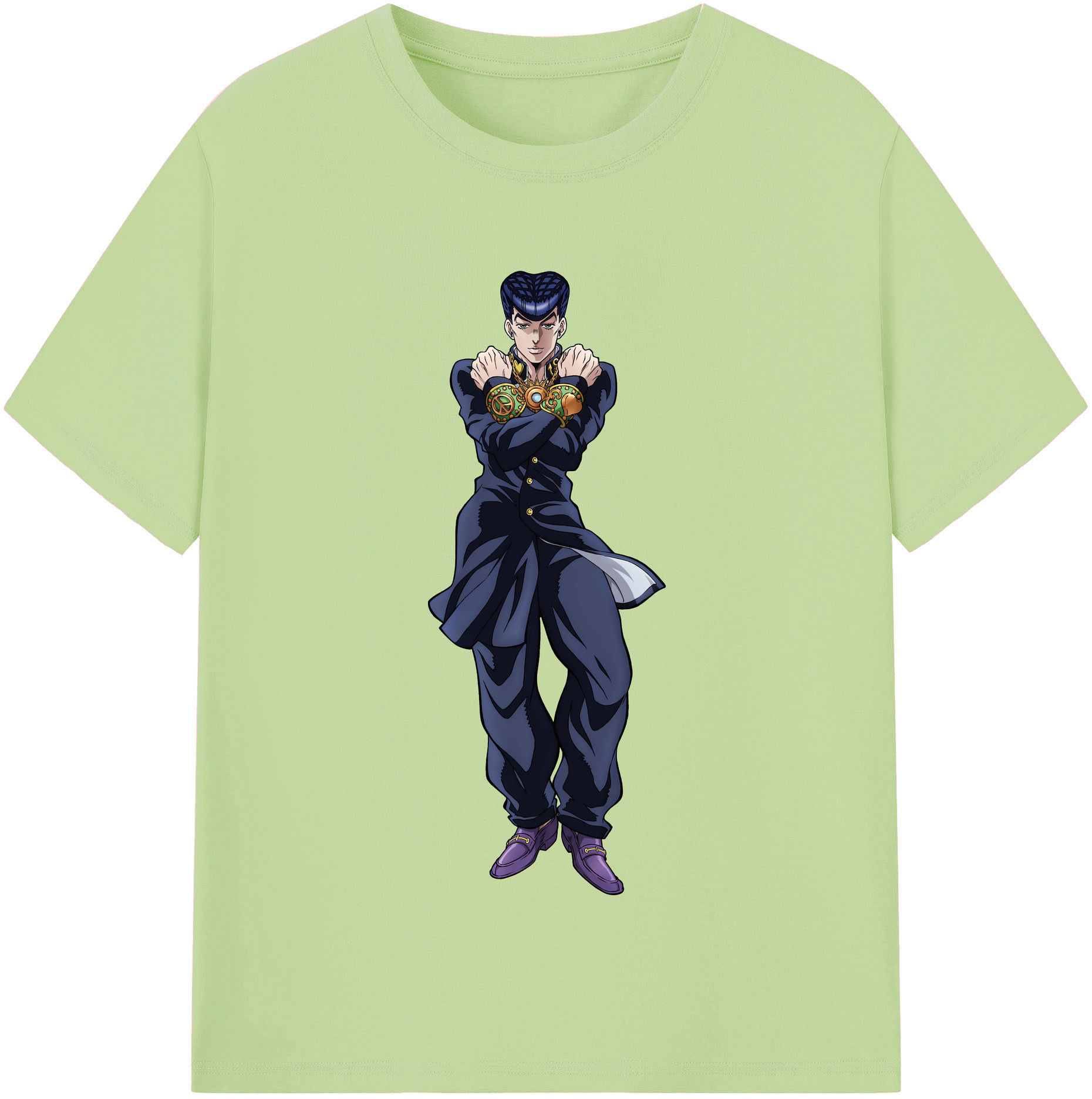（画像用） ジョジョの奇妙な冒険 ひがしかた じょうすけ JoJo's Bizarre Adventure Higashikata Josuke 綿100％半袖Tシャツ（フロントプリント）